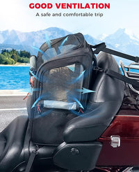 KEMIMOTO Motorcycle Dog Cat Carrier Bags Upgraded for Less Than 20 lbs Pets Carriers Portable Capacity Folding Backpack for Street Glide Road King with Passenger Seat Touring Trike Models Can AMS