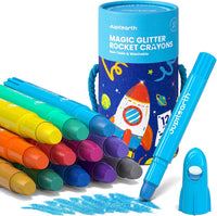 JUPITEARTH 12 Colors Twist Crayons for Toddlers 1-3, Non-Toxic - Glitter 12 Colors