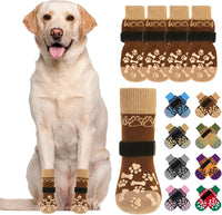 Dog Socks Shoes for Hot Pavement to Prevent Licking Paws - Brown / Large (4 Pack)