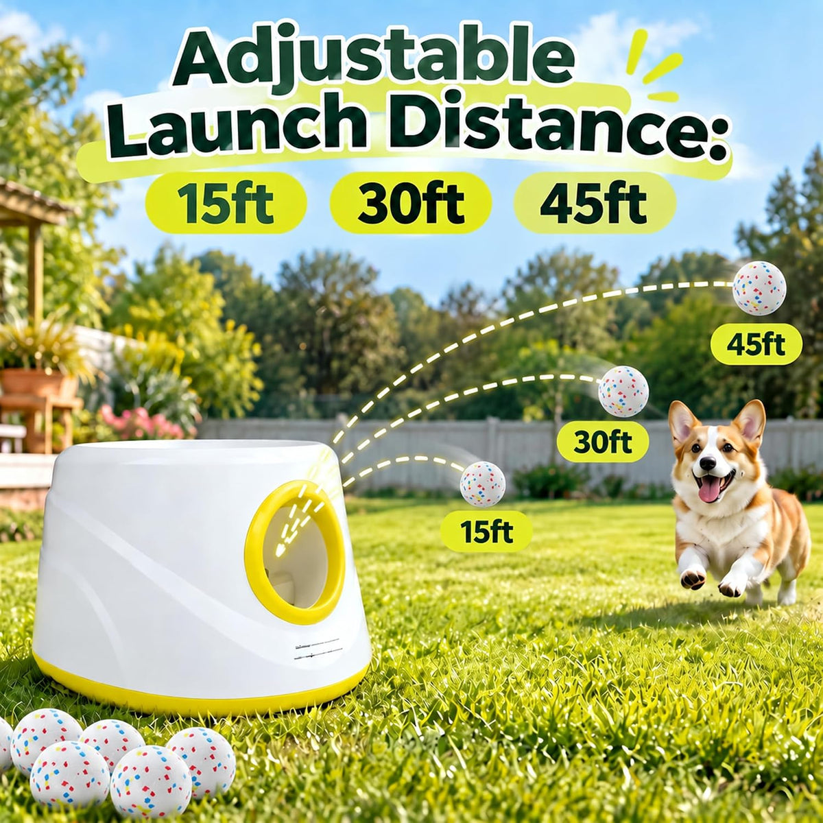 Automatic Ball Launcher for Dogs ，The Upgraded Premium Ball Thrower - Yellow - image 4