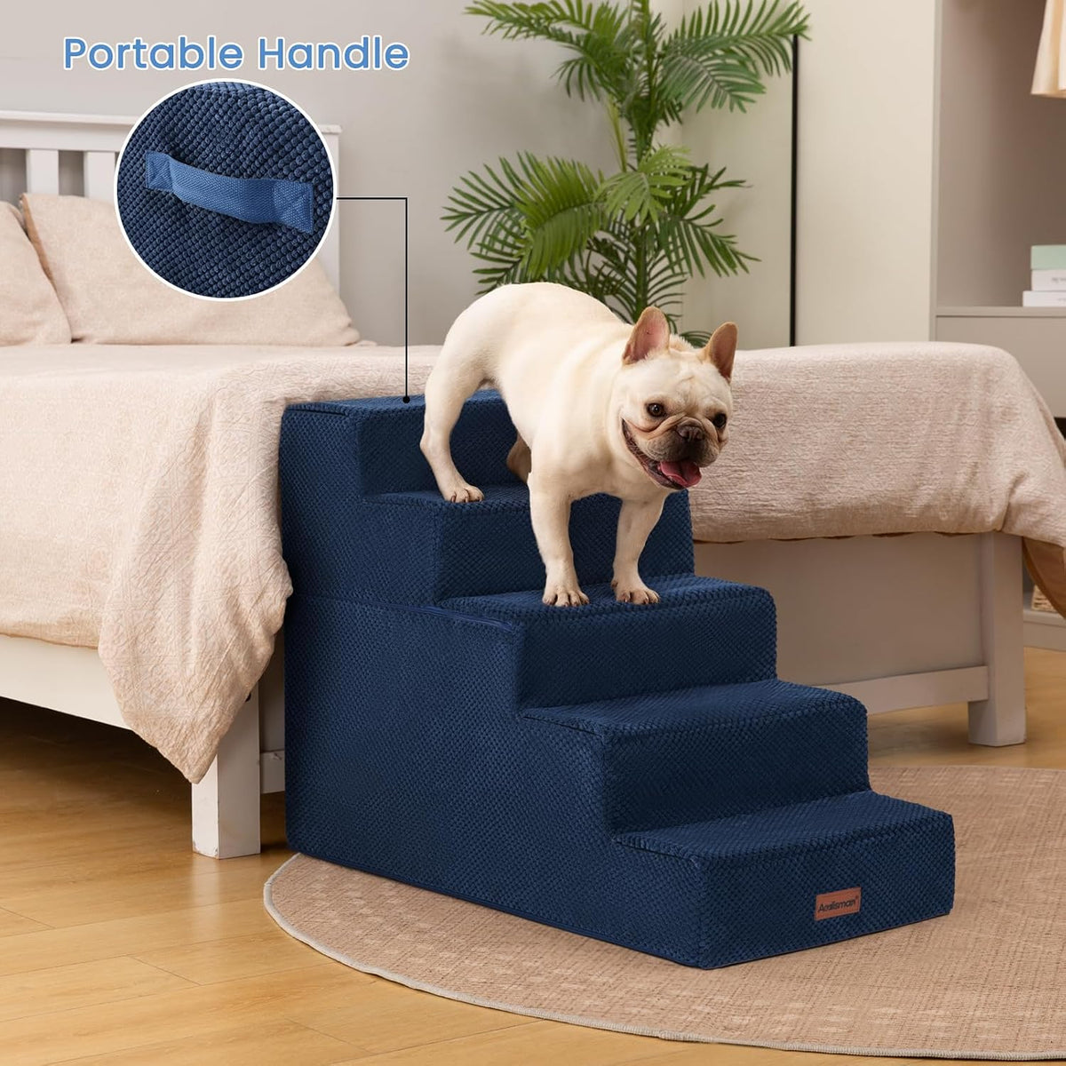 Dog Stairs for Small Dogs & Cats - Blue / 5-Step 22.6" H - image 4