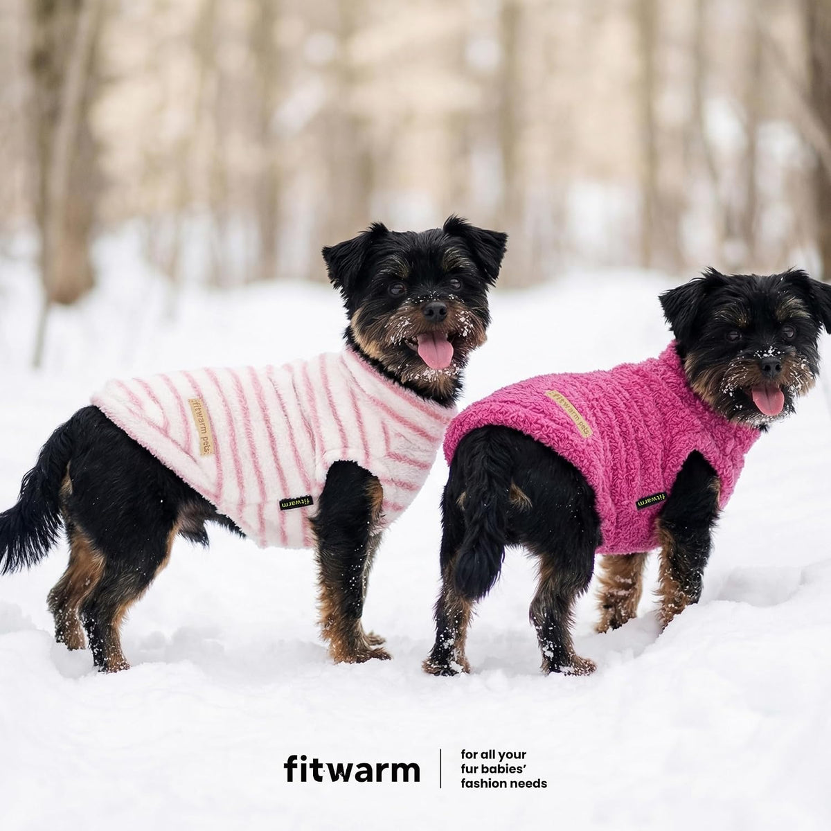 Fitwarm 2 Pack Striped Fleece Dog Sweater - X-Large / White-Pink - image 4