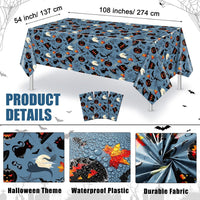 Newwiee 3 pack Halloween plastic tablecloths with candy corn print, 108 x 54 inches - view 38