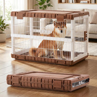 28" L Collapsible Dog Crate for Dogs - Woodgrain / 36.42 x 24.2 x 26 in