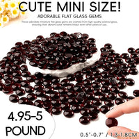 5 LB Dark Red Glass Marbles, Mini Flat Glass Beads for Vase Fillers, Floral Bottom Mancala Gems Pebbles Fish Tank Rocks for Table Aquarium,Home Decor Art Craft Supplies(0.5"~0.7")