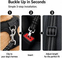 Dog Seat Belt 2Pcs, Retractable Pet Car Harness - Black - image 3