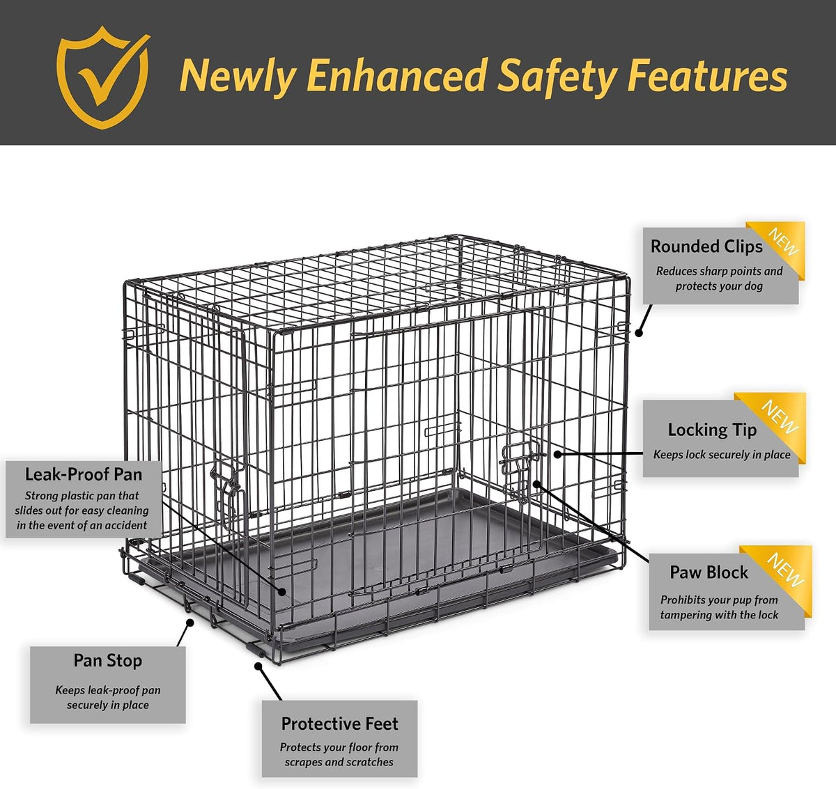 New World by Midwest 42-Inch Single Door Crate, for Large Breeds - Double Door - Black / Small (30"L) - image 4