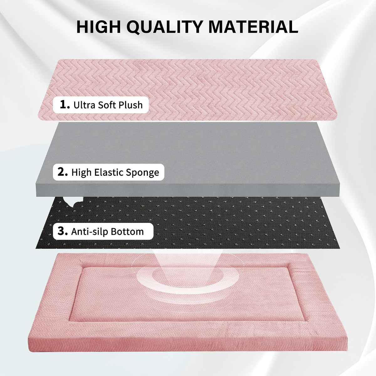 Dog Bed for Crate, Medium/Large Dogs Crate Bed - 36.0"L x 23.0"W x 1.2"Th / Pink - image 3