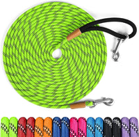 Long Dog Leash Reflective Rope Training Lead 15ft 30ft 50ft Check Cord – Essentials for Dogs - Light Green / 30ft x 3/8inch