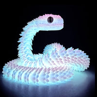 24in 3D Printed Snake Toys, Flexible 3D Printed Animal - Night Light Rainbow / 24in