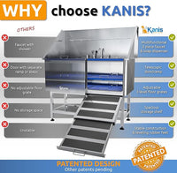 KANIS Professional Dog Washing Station - 304 Stainless Steel Pet Wash Sink & Grooming Bath Tub for Home with Ramp, Shower, Floor Grate, Storage Shelf, Faucet, Drain Kit for Large, Medium & Small Pets