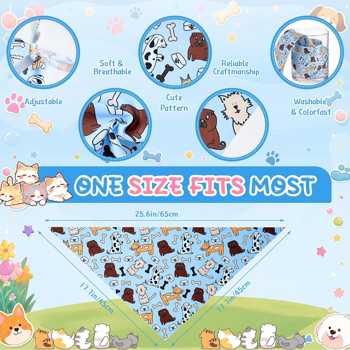 Sweetude 100 Pcs Dog Bandanas Bulk Triangle Bibs Adjustable - Cute - image 3