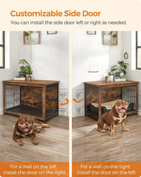 Feandrea 27.2" Dog Crate Furniture - Rustic Brown / 38.6"L x 25.6"W x 26.8"H - image 4