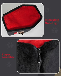 Gothic Cat Condo Cave for Indoor Cats, Spacious Indoor Coffin Cat House Bed,Large 20x13.5inch Bunk Perch, Stable Cubbie for Pets Rabbits, Halloween Red Black