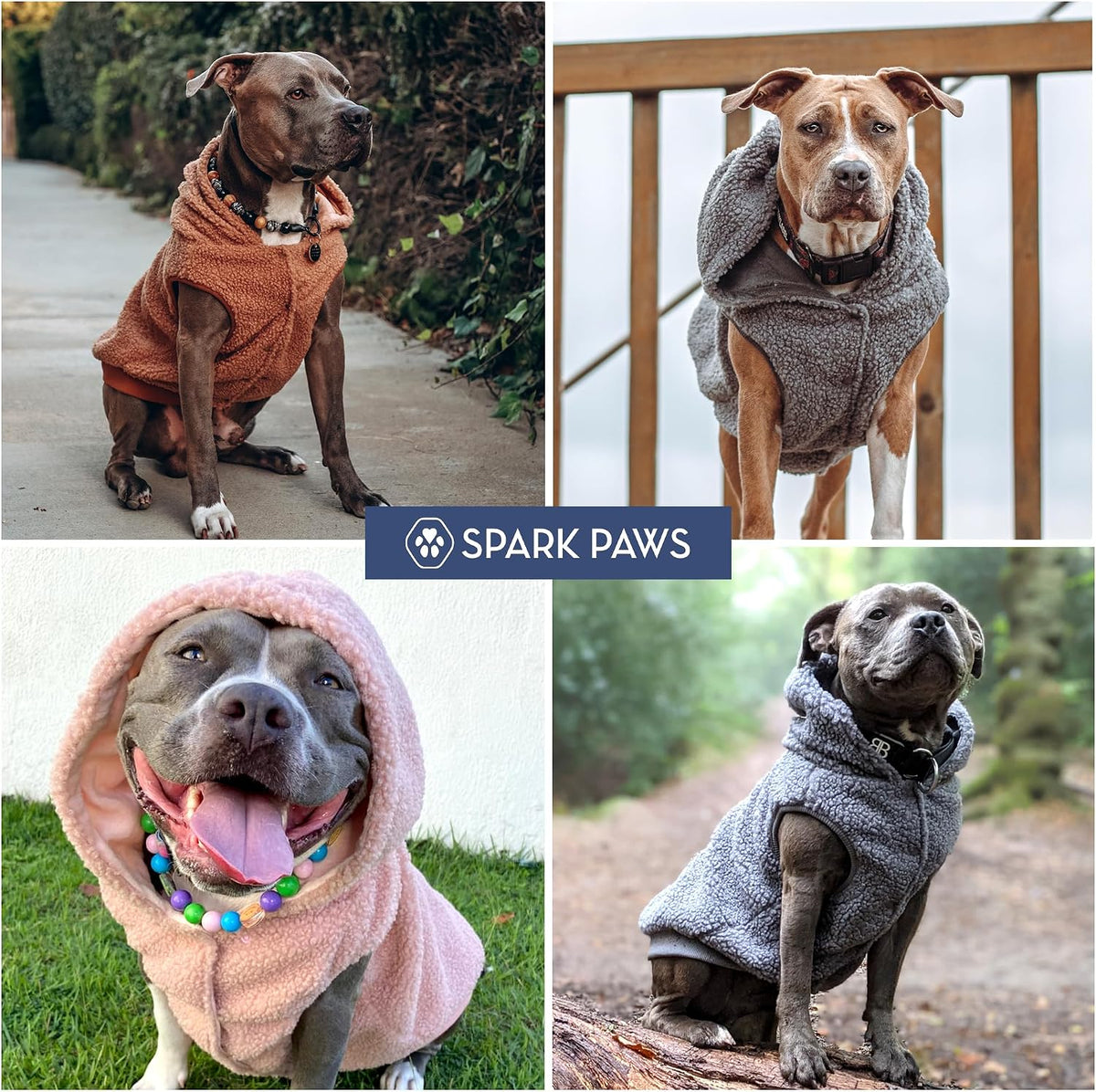 Spark Paws Fleece Dog Hoodie - Taupe / Large - image 4