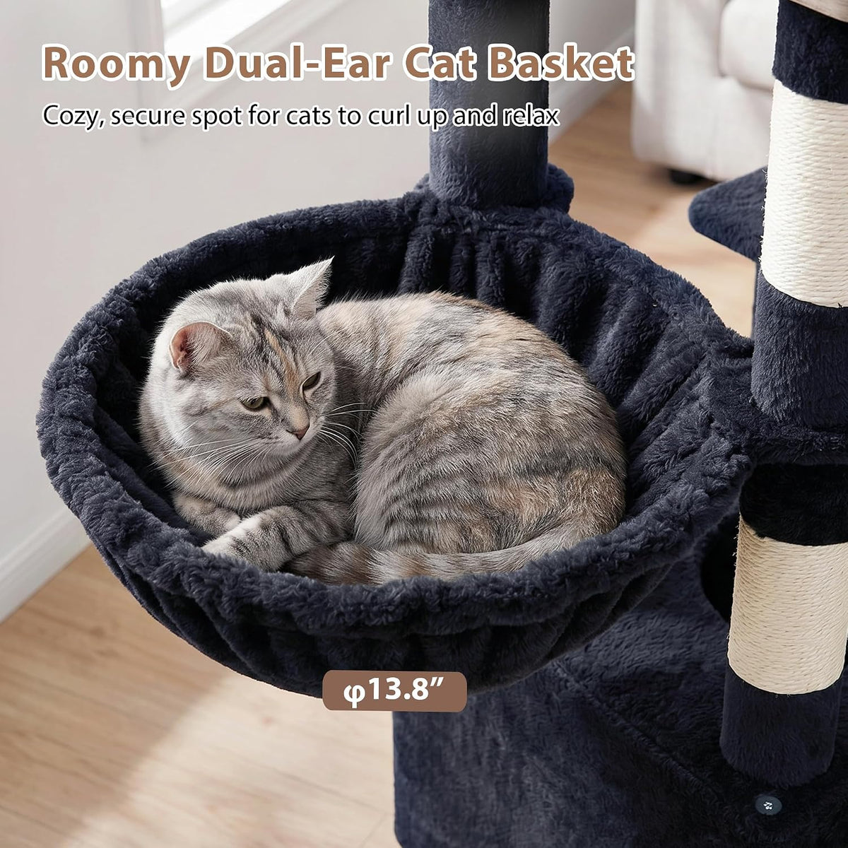 Maine Coon Cat Tree, Heavy Duty Cat Tower for 20 lbs+, GCT033G – Essentials for Cats - 60 inches / Dark Gray - image 4