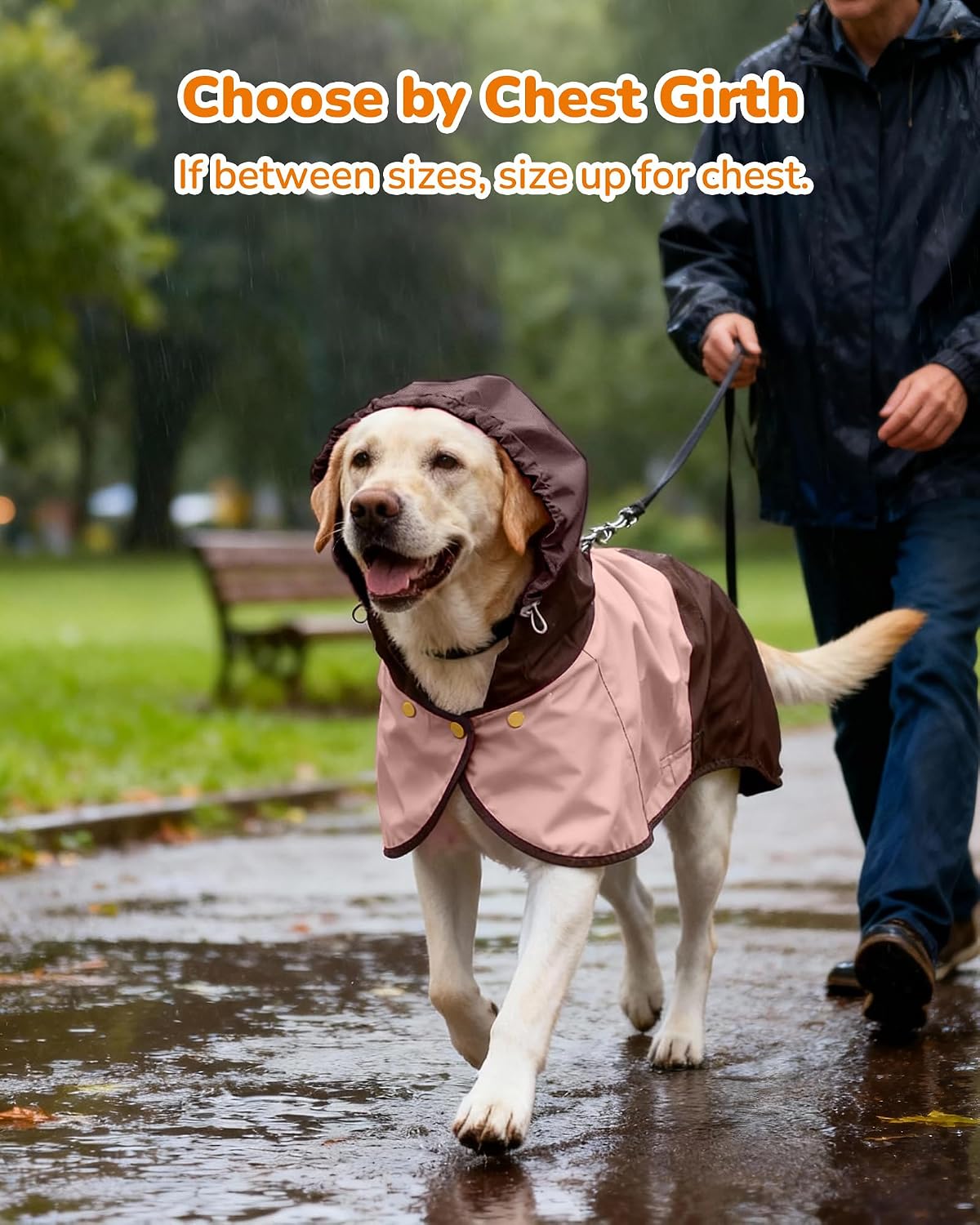 Waterproof Dog Raincoat with Hood - Medium / Pink - image 3