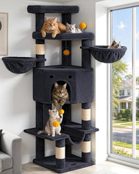Cat Tree Tower for Indoor Large Adult Cats - Dark Grey