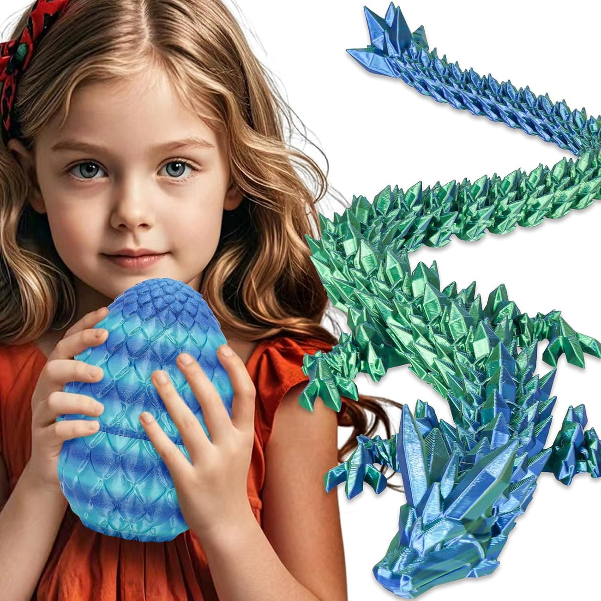 Small Dragon Eggs with Dragon Inside - Sky Blue Ombre / L (H:7.1 inches)