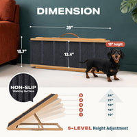 Adjustable Dog Ramp for Bed, Wooden Dog Ramp for Couch - Light Brown / 39" Long x 13.4" Walking Space - image 2