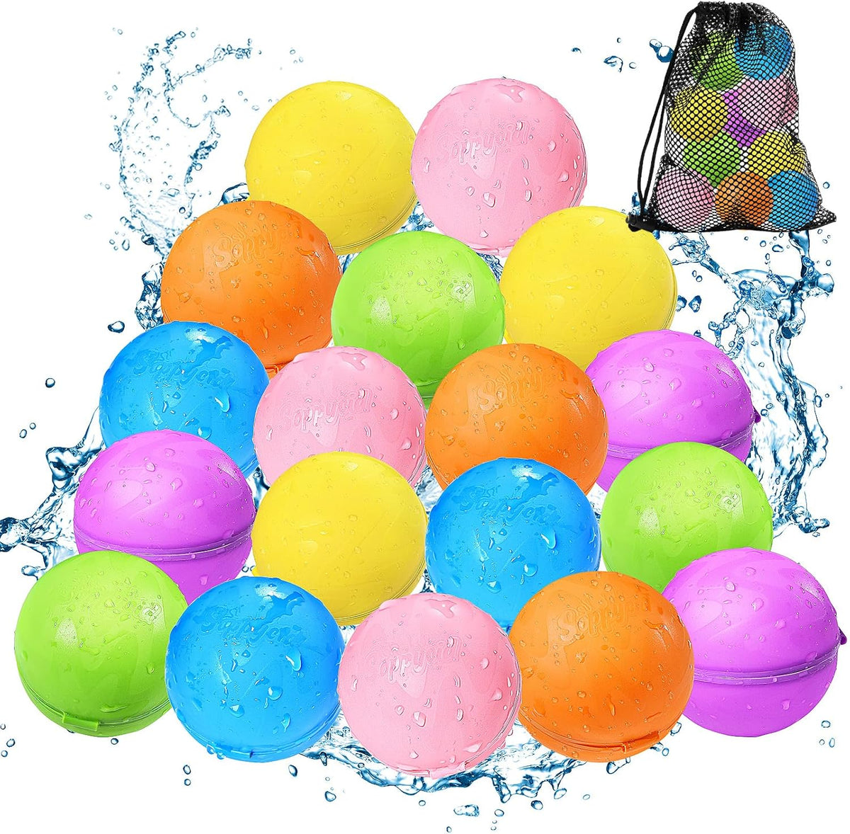 Tlitlimom 16Pcs Reusable Water Bomb Balloons - 18Pack