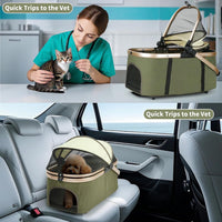 Double Pet Stroller, 4 Lockable Wheels for Small‑Medium Dogs & Cats – Essentials for Dogs - Green - image 4