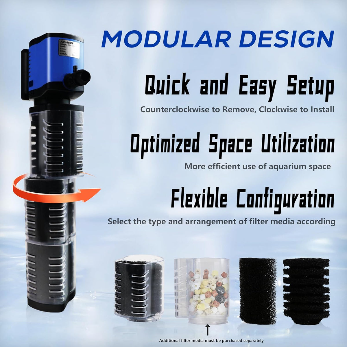 Aquarium Filter for 55-150 Gallons Tank - Black / 75-200 Gallon Fish Tank - image 2