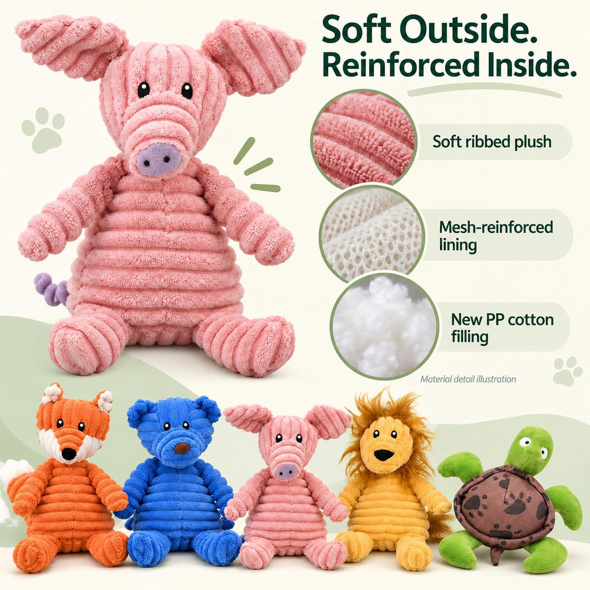 LECHONG 5Pack Dog Squeaky Plush Toys Puppy Toys Assortment Value - muti-color - image 4