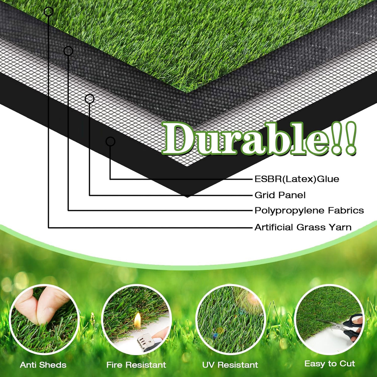 GLOBREEN 34" x 23" Fake Grass Pee Pad for Dogs Potty Training Turf - Green-01 / 32x45 Inch - image 4