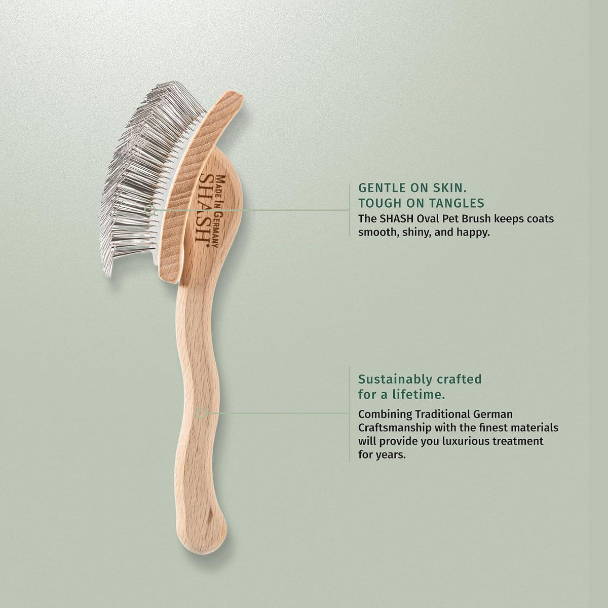 SHASH Since 1869 Hand Made in Germany Slicker Pet Brush with Curved - image 3
