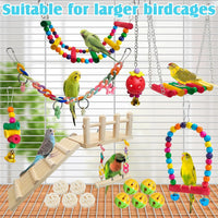 13Pcs Parrot Swing Chew Toys Bird Perches Platform with Climbing - 17 pcs - image 4