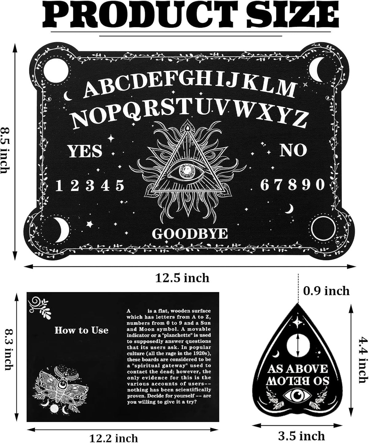 Threan Pendulum Board with Amethyst Pendulum Star Style Planchette Set – Fun for Kids & Family - Eye Style - image 2