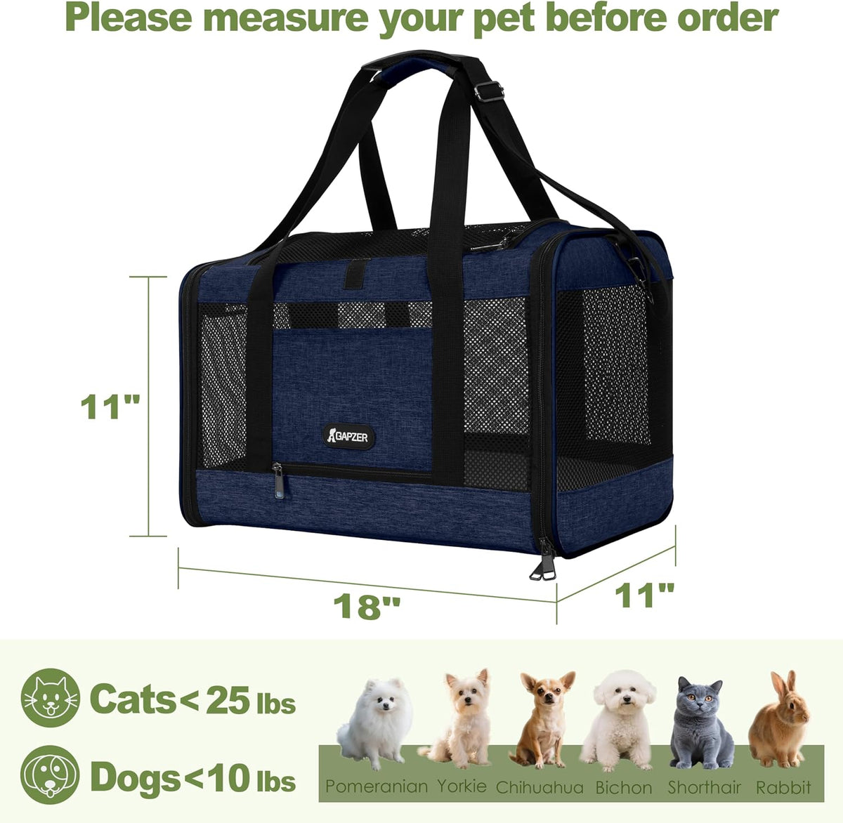 Cat Carrier 18x11x11 Top Load - Navy / 18.0"L x 11.0"W x 11.0"H - image 2