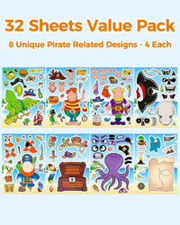 30 Unicorn Make-a-Face Sticker Sheets for Kids – Fun for Kids & Family - Pirate - image 3