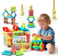 Ggiibro sorting stacking toys, 40 colorful pyramid blocks with storage box - view 3