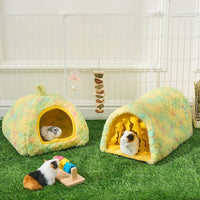 Avont 2-Pack Guinea Pig Tunnel & Hideout Bed Set – Daily Care for Small Pets - Yellow - image 2