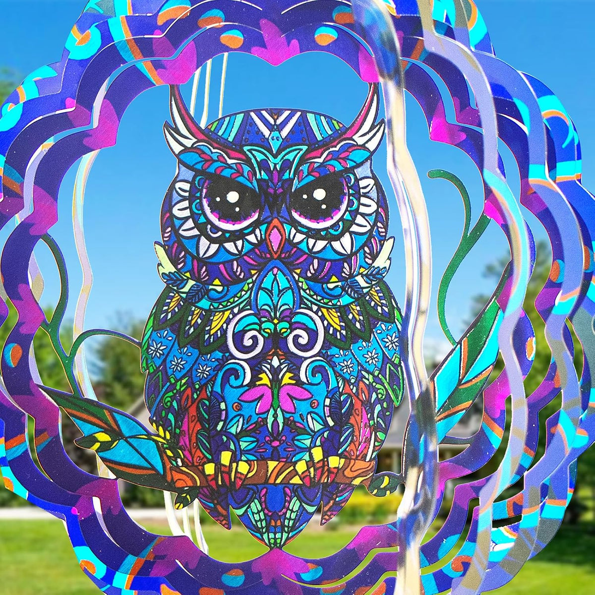 Rooster Metal Wind Spinners - Owl / 12 Inch - image 3