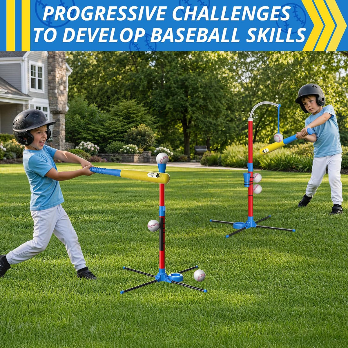 QDRAGON 4-in-1 T ball set for kids with bats, softballs, tee stand and catch paddles - view 11