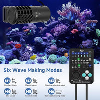 AQQA Aquarium Wave Maker Magnetic Adjustable Cross Flow Pump with Controller DC Gyre Wavemaker 1059 GPH Water Circulation Pump Powerhead for Freshwater & Marine Reef Fish Tank 15-70 Gallon (15W)
