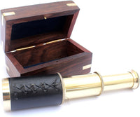 THOR INSTRUMENTS 6" Brass Pirate Telescope with Wooden Box - image 3