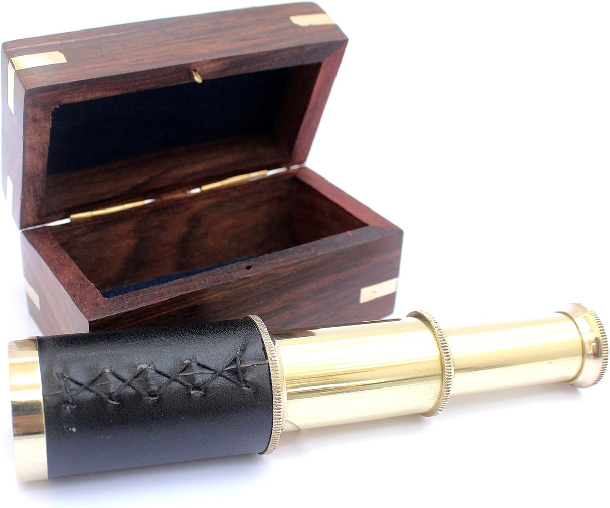 THOR INSTRUMENTS 6" Brass Pirate Telescope with Wooden Box - image 3