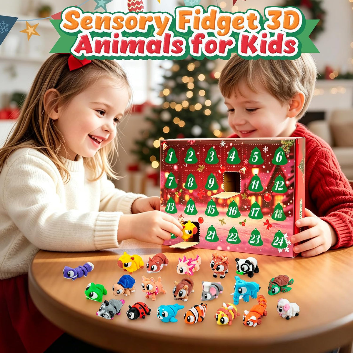 30Pcs 3D Printed Animals Set for Kids - colorful 24PC - image 4