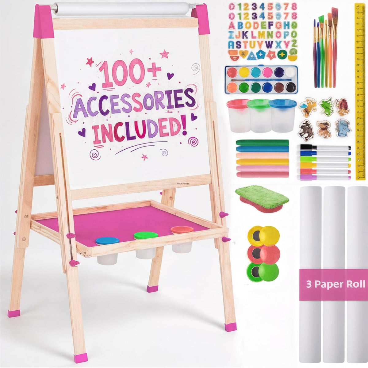 Blue Squid Art Easel for kids Paper Roll x 3 - XL Pink