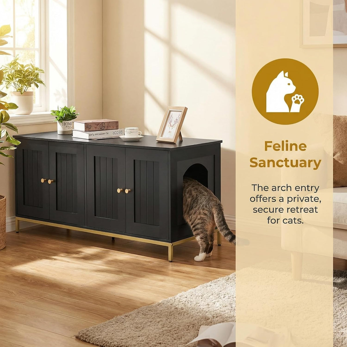 28.3" L Cat Litter Box Enclosure with Metal Frame - 47.2"L / Black - image 2