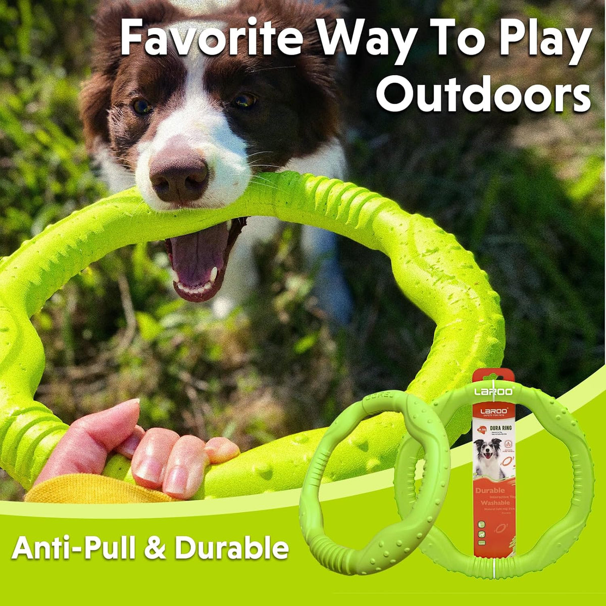 LaRoo Dog Flying Ring Toys, Floating Flying Disc Toys - Green-L - image 2