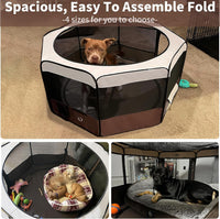 Dog Playpen Portable Pet Play Pens for Small Dog/Cat/Rabbit/Chicks - Brown / 8 / Small (28"x28"x14") - image 4