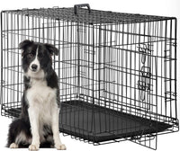 FDW, 48" Foldable Metal Dog Crate, Cage for XL Dogs - Black / 48 Inch Double Door