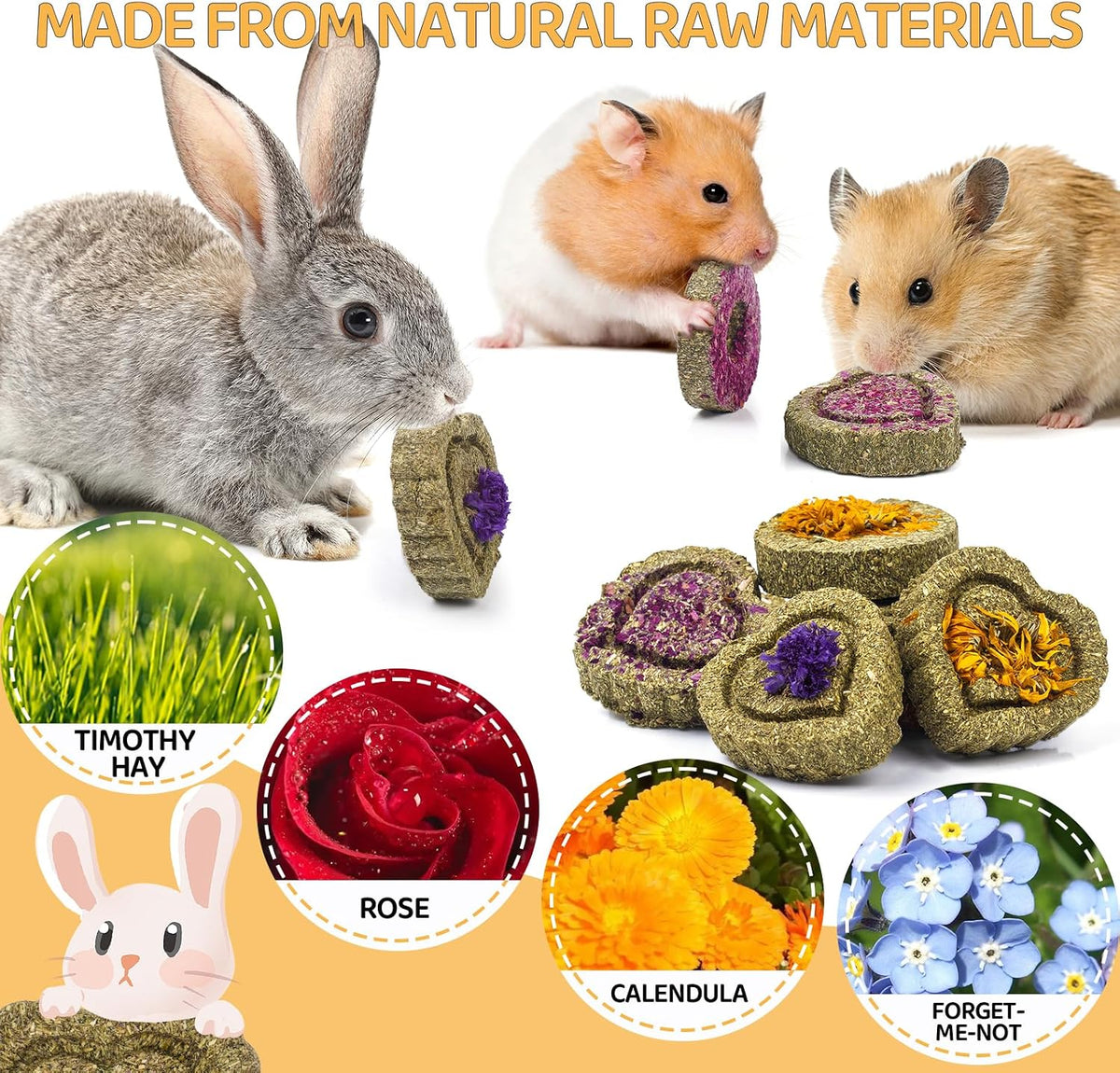 52Pcs Rabbit Chew Sticks, Guinea Pig Toys - 30Pack-grass cake - image 3