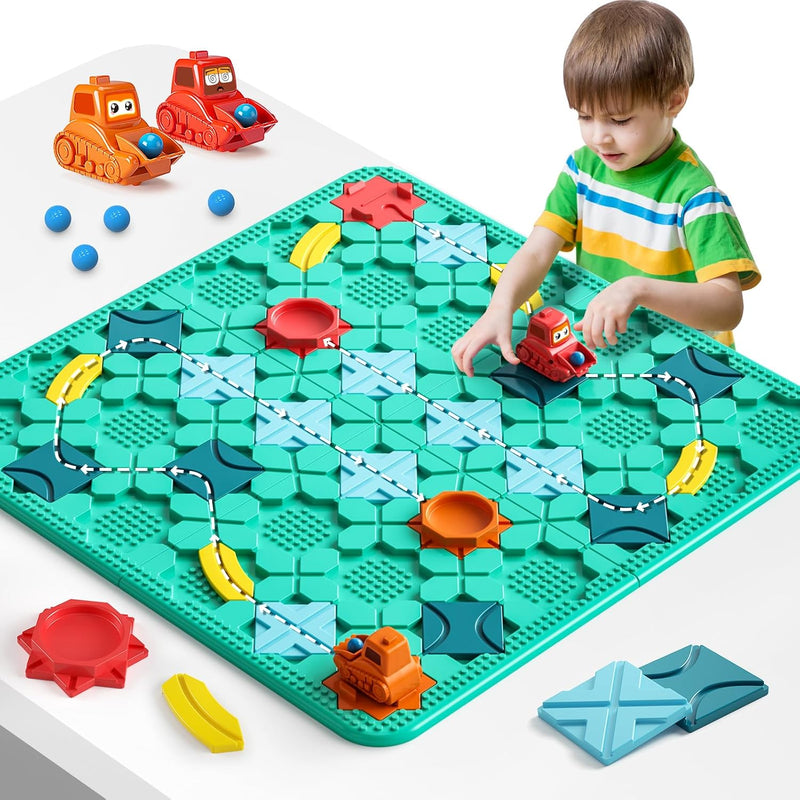 burgkidz STEM Road Build Puzzle: Teal Board - Green