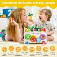 Teekdeer 9 in 1 Montessori wooden pounding toy with xylophone, gears and carrot harvest - view 4